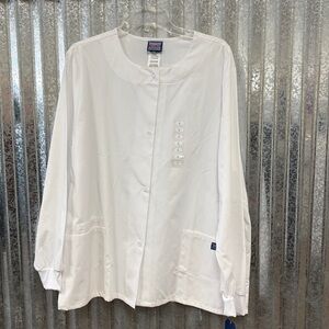 Cherokee Unisex White Long Sleeve Scrub Jacket